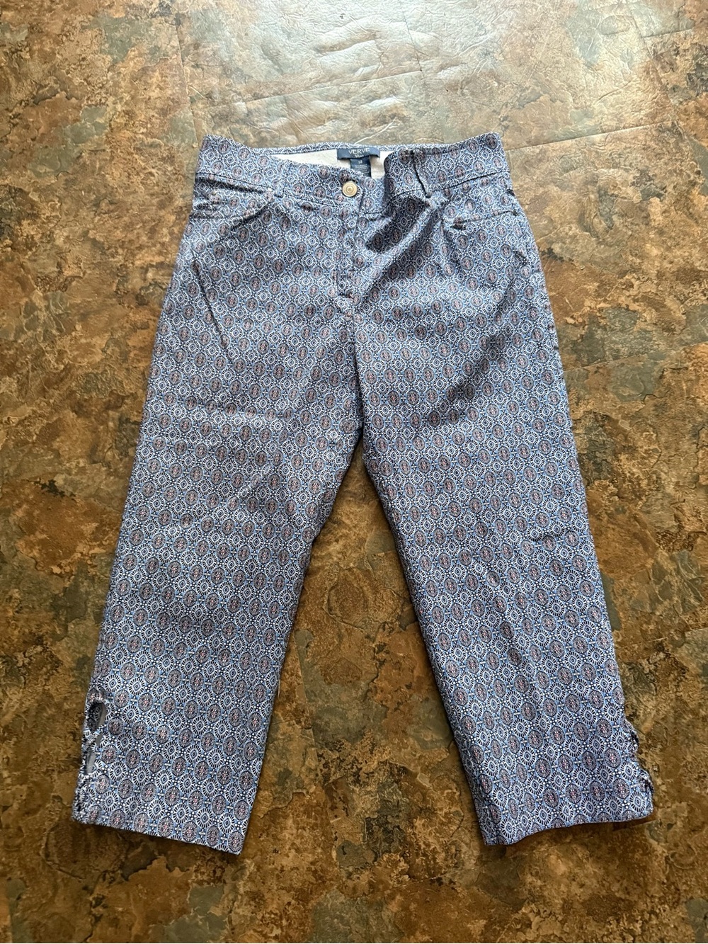 Verve Blues Women's 14 Blue Patterned Chino Capris - Casual Printed Chinos